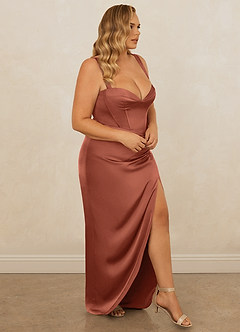 Christian Siriano Bridal for Azazie 1017 Bridesmaid Dresses Clay Sheath Sweetheart Neckline Stretch Satin Dress image12