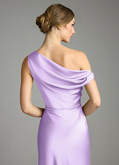 Azazie Emerson Bridesmaid Dresses Lilac Mermaid Off the Shoulder Stretch Satin Dress image7