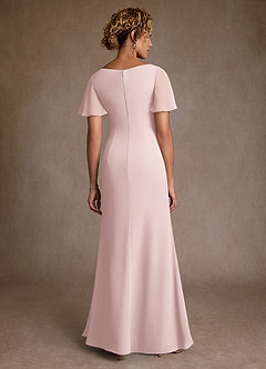 Azazie Suffolk vestidos de madre de la novia Vestido Rosa Rubor de Gasa de Corte en A con Plisado image3
