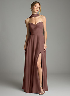 Azazie Ayla Abiti da Damigella Abito A-Line in Chiffon Scollo a Cuore Espresso image7