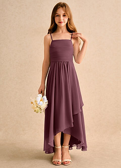 Azazie Twilight Dance Girls Formal Blumenmädchenkleider A-Linie Plissee Chiffon Kleid Sangria image5