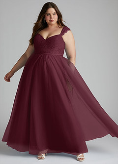 Azazie Luxi Bridesmaid Dresses Cabernet A-Line Pleated Tulle Dress image8