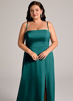 Azazie Wren Brudtärnklänningar Klä av A-Linje i Stretch Satin Axelbandslös Påfågelblå Konvertibel image11