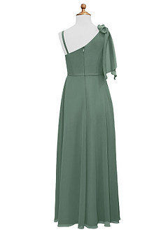 Azazie Aidy Junior Eucalyptus A-Line Bow Chiffon Dress image6