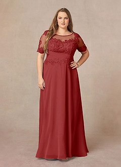 Azazie Raissa Mother of the Bride Dresses Rust A-Line Lace Chiffon Dress image9