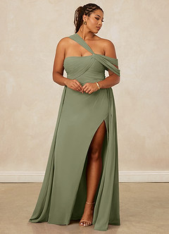 Christian Siriano Bridal for Azazie 1014 Bridesmaid Dresses Pistachio A-Line Off the Shoulder Chiffon Dress image13