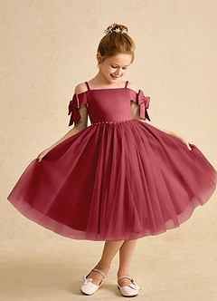 Azazie Amie vestidos de niña de las flores Vestido de Granada de Satin Mate de Corte En A con Vestidos sin tirantes image1