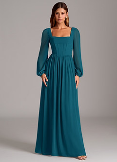 Azazie Maree Bridesmaid Dresses Ink Blue A-Line Corset Chiffon Dress image5