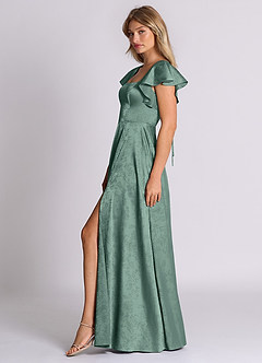 Azazie Bondi 신부 들러리 드레스 A라인 절하다 자카드 바닥 길이 드레스 image4