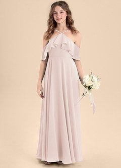 Azazie Tessabelle Junior Jurk van Chiffon met A-Lijn Off the Shoulder Rozenblaadje image4