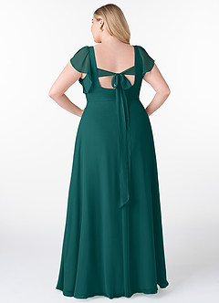 Azazie Syenna Robes de demoiselle d'honneur Robe Trapèze en Mousseline de soie Rayé Paon image7