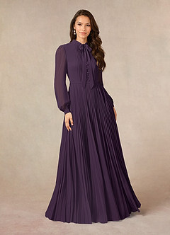 Azazie Adellah Mother of the Bride Dresses Plum A-Line Pleated Chiffon Dress image1