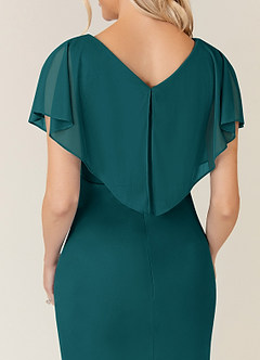 Azazie Waverly Mother of the Bride Dresses Peacock Sheath Pleated Mesh Dress image7