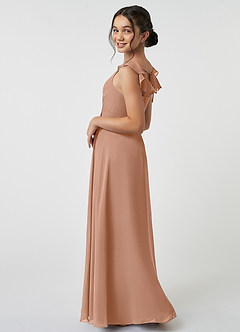 Azazie Amada Junior Champagne Rose A-Line Ruched Chiffon Dress image4