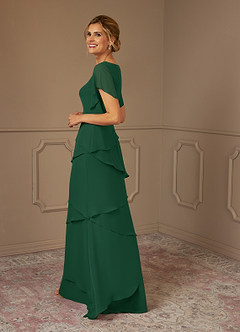 Azazie OHara vestidos de madre de la novia Vestido de Verde Oscuro de Gasa de Corte En A con Cuello en V image5