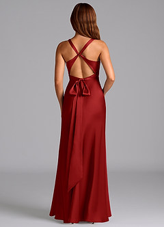 Azazie Hati Bridesmaid Dresses Pomegranate Mermaid Stretch Satin Dress image7