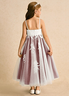Azazie Coraline Flower Girl Dresses Ivory Amethyst A-Line Lace Dress image2
