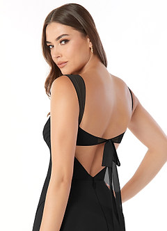 Azazie Audre Bridesmaid Dresses Black Mermaid Pleated Chiffon Dress image6