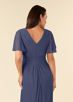 Azazie Emmeline Mother of the Bride Dresses Stormy A-Line V-Neck Pleated Mesh Dress image11