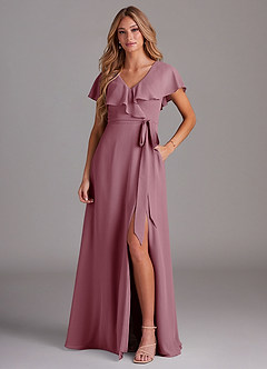 Azazie Lainey Bridesmaid Dresses Vintage Mauve A-Line with Pockets Chiffon Dress image1