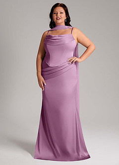 Azazie Sorrel Bridesmaid Dresses Wisteria Mermaid Strapless Stretch Satin Convertible Dress image10