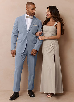 front Savile Grey Wool Blend Dress Pants