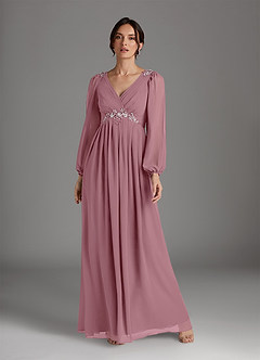 Azazie Gypsy Mother of the Bride Dresses Vintage Mauve A-Line V-Neck Sequins Chiffon Dress image3
