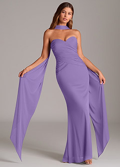 Azazie Katelyn Brautjungfernkleider Wandelbar Etui Schulterfrei Gittergewebe Kleid Tahiti image1