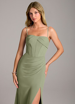 Azazie Chantel Bridesmaid Dresses Pistachio Sheath Strapless Chiffon Convertible Dress image2