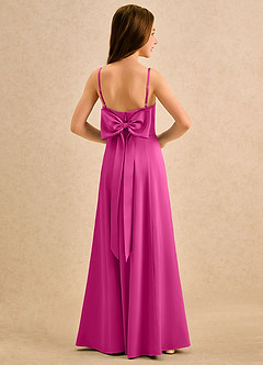 Azazie Chamomile Girls Formal Flower Girl Dresses Fuchsia A-Line Pleated Stretch Satin Dress image1