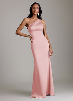 Azazie Voni Kjoler til hjemmeprøvning Havfrue En skulder Stræk satin Gulv-længde Kjole image5