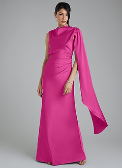 Azazie Taj Brudtärnklänningar Klänning av Sjöjungfru i Stretch Satin Korsett Fuchsia image4