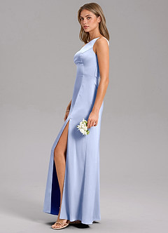 Azazie Feby Bridesmaid Dresses Ice A-Line One Shoulder Stretch Satin Dress image5