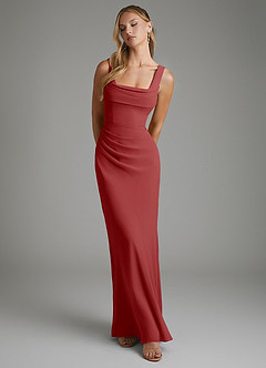 Azazie Asa Bridesmaid Dresses Rust Sheath Corset Chiffon Dress image6