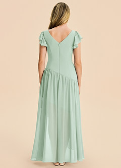Azazie Pia Junior Abito A-Line in Chiffon Plissettato Agave image2