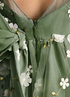 Azazie Elowen Abiti da Ragazza di Fiori Abito A-Line in Pizzo Scollo a Cuore Oliva image7