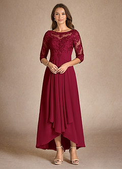 Azazie Marietta Mother of the Bride Dresses Burgundy A-Line Lace Dress image4