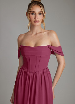 Azazie Caterina Bridesmaid Dresses Mulberry A-Line Corset Chiffon Dress image8