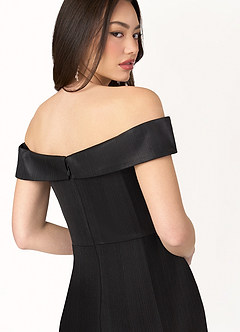 Gail Black Metallic Off Shoulder Gown image4