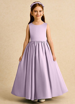 Azazie Nellia Flower Girl Dresses Frosted Lilac A-Line Bow Matte Satin Dress image2