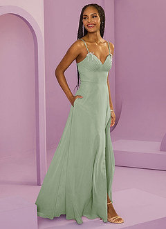 Barbie ♥ Azazie Abiti da Damigella Abito A-Line in Chiffon Con Tasche Verde Salvia image9