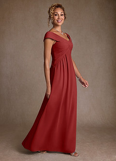 Azazie Myrtle Mother of the Bride Dresses Rust A-Line Pleated Chiffon Dress image3