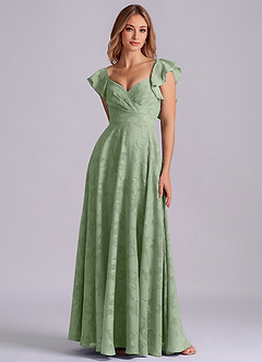 Azazie Leilani 신부 들러리 드레스 A라인 스윗하트 네크라인 플로럴 번아웃 바닥 길이 드레스 image3