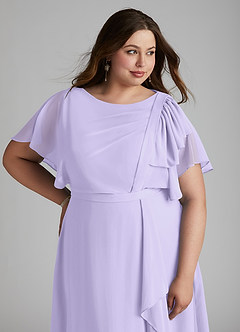 Azazie Aaliyah Modest Bridesmaid Dresses A-Line Scoop Pleated Chiffon Floor-Length Dress image11