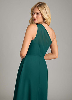 Azazie Phaedra Jurken voor bruidsmeisjes Jurk van Chiffon met A-Lijn One-Shoulder Pauw image6