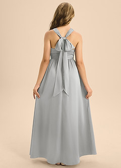 Azazie Jaylah Junior Silver A-Line Pleated Stretch Satin Dress image2