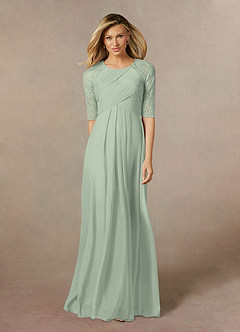 Azazie Raelyn Mother of the Bride Dresses Dusty Sage A-Line Lace Mesh Dress image5