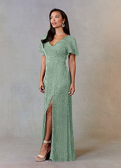 Upstudio Yuma Final Sale Agave A-Line Metallic Mesh Dress image3