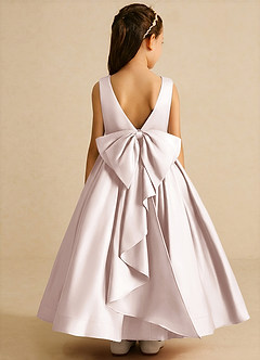 Azazie Cailee Flower Girl Dresses Rose Petal Ball-Gown Pleated Matte Satin Dress image1