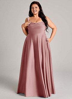 Azazie Shaude Bridesmaid Dresses Dusty Rose A-Line Pleated Stretch Satin Dress image11